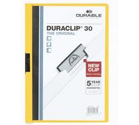 Durable DURACLIP 30 A4 Clip Folder - Holds Up to 30 Sheets of A4 Paper - Strong Metal Sprung Clip - Pack of 25 Yellow Colour Folders for Organising Documents