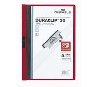 DURACLIP® 30 A4 Clip Folder - Holds Up to 30 Sheets of A4 Paper - Strong Metal Sprung Clip - Pack of 25 Dark Red Colour Folders for Organising Documents