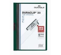Durable DURACLIP 30 A4 Clip Folder - Holds Up to 30 Sheets of A4 Paper - Strong Metal Sprung Clip - Pack of 25 Dark Green Colour Folders for Organising Documents