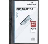 Durable DURACLIP 30 A4 Clip Folder - Holds Up to 30 Sheets of A4 Paper - Strong Metal Sprung Clip - Pack of 25 Black Colour Folders for Organising Documents