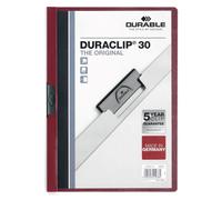 Durable DURACLIP 30 Sheet Document Clip File Folder | 25 Pack | A4 Dark Red