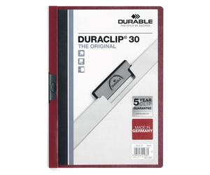 Durable DURACLIP 30 Sheet Document Clip File Folder | 25 Pack | A4 Dark Red