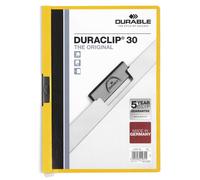 Durable DURACLIP 30 Sheet Document Metal Clip File Folder | 25 Pack | A4 Yellow
