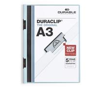 Durable DURACLIP 60 Sheet Document Metal Clip File Folder | 10 Pack | A3 Blue