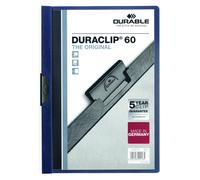 Durable DURACLIP 60 A4 Clip Folder - Holds Up to 60 Sheets of A4 Paper - Strong Metal Sprung Clip - Pack of 25 Midnight Blue Colour Folders for Organising Documents