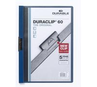 Durable DURACLIP 60 A4 Clip Folder - Holds up to 60 Sheets of A4 Paper - Robust Metal Sprung Clip - Pack of 5 Folders in Dark Blue