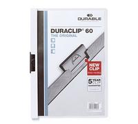 DURACLIP 60 A4 Clip Folder - Holds up to 60 Sheets of A4 Paper - Robust Metal Sprung Clip - Pack of 5 White Folders