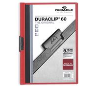 DURACLIP 60 Sheet Document Metal Clip File Folder - 25 Pack - A4 Red Durable Red One Size