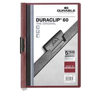 DURACLIP® 60 A4 Clip Folder - Holds Up to 60 Sheets of A4 Paper - Strong Metal Sprung Clip - Pack of 25 Dark Red Colour Folders for Organising Documents