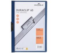 Durable DURACLIP 60 A4 Clip Folder - Holds Up to 60 Sheets of A4 Paper - Strong Metal Sprung Clip - Pack of 25 Midnight Blue Colour Folders for Organising Documents