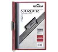 Durable DURACLIP 60 Sheet Document Clip File Folder | 25 Pack | A4 Dark Red