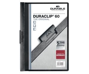Durable DURACLIP 60 Sheet Document Metal Clip File Folder | 25 Pack | A4 Black