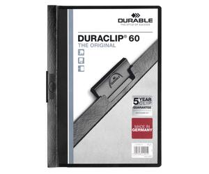 Durable DURACLIP 60 Sheet Document Metal Clip File Folder | 25 Pack | A4 Black Durable Black
