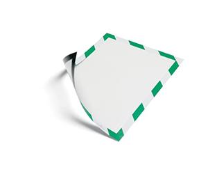 Durable Durafram Security Magnetic Frame | A4 Format in Green/White | Pack of 5 Frames | Document Frame for Internal Safety Signage