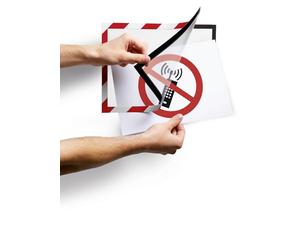 Durable Durafram Security Self-Adhesive Magnetic Frame | A4 Format In Red/White | Pack of 2 Frames | Document Frame for Internal Safety Signage