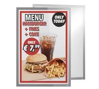 Durable DURAFRAME A1 Magnetic Poster Frame Self Adhesive Silver Display Frame with UV Protection for Photos Notices Ads Menus Certificates Paintings