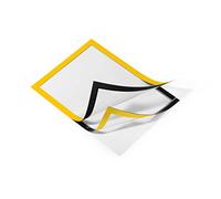 Durable DURAFRAME A4 Self-Adhesive Magnetic Display Frames -Anti-Glare Sign and Poster Holders - Wall and Window Picture Document Pockets - 2 Pack - Yellow