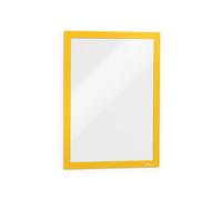 Durable DURAFRAME A4 Self-Adhesive Magnetic Display Frames -Anti-Glare Sign and Poster Holders - Wall and Window Picture Document Pockets - 2 Pack - Yellow