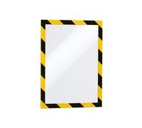 Durable DURAFRAME Adhesive Magnetic Hazard Frame | 2 Pack | A4 Black & Yellow