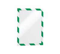 Durable DURAFRAME Adhesive Magnetic Hazard Frame | 2 Pack | A4 Green & White