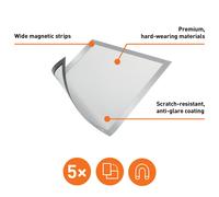 Durable DURAFRAME Magnetic Document Signage Frame for Metal | 5 Pack | A4 Silver