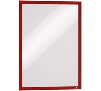 Durable DURAFRAME Self-Adhesive A3 Magnetic Frame for Solid Surfaces - Red - Pack of 2 - A3 Sign Holder for Indoor Wall and Door Use