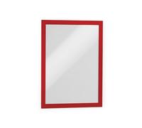 Durable DURAFRAME Self-Adhesive Magnetic Frame A4 Red - Poster Hangers for Professional Internal Signage - Self-Adhesive Attachment - Pack of 10