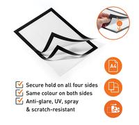 Durable DURAFRAME Self Adhesive Magnetic Signage Frame | 10 Pack | A4 Black