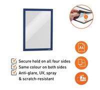 Durable DURAFRAME Self Adhesive Magnetic Signage Frame | 10 Pack | A4 Blue