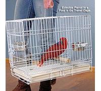 Durable Easy Portable Metal Travel or Veterinary Collapsable Parrot Bird Carrier Beaks Proof Cage with Stainless Steel Feeder Bowls Natural Wooden Perch Stand