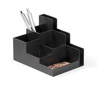 Durable Eco-Friendly Desk Organiser Optimo, Pack of 6, Grey | Blue-Angel Certified Desktop 5 Compartment Divider for Pens, Scissors, Clips, Made in Germany