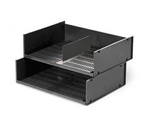 Durable Eco-Friendly Letter Tray Optimo A3, Set of 4 Grey, Plastic | Stackable Letter Tray System for Desktops, Blue Angel Certified, Includes Height Spacers, Made in Germany