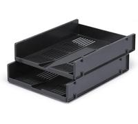 Durable Eco-Friendly Letter Tray Optimo A4+, Grey, Plastic | Stackable Letter Tray System for Desktops, Blue Angel Certified, 255 x 62 x 334mm, Made in Germany