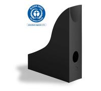 Durable Eco-Friendly Magazine File Holders - Recycled Plastic & Blue Angel Certified - Document Holder Storage Organiser - Modern Magazine Rack - Black - Pack of 6