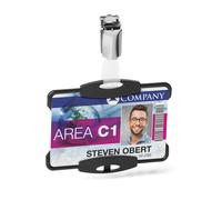 Durable Eco-Friendly ID Card Badge Holder - Black - Recycled Plastic & Blue Angel Certified - Holds 1 ID Security Pass - Pack of 10