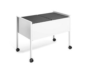 Durable ECO Suspension File Trolley for 100 A4 - Grey Black/Silver | Scratch-Resistant Filing Cart, Holds 100 A4 Files in 2 Sections of 50, Mobile with 4 Wheels and 2 Brakes, Made in Poland