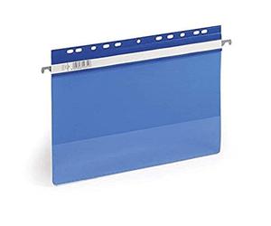 Durable Economy 256106 Suspension Files Pack of 50 Transparent Blue | Suitable for hanging shelves, folders and ring binders, with universal perforation and insertion channel, PVC plastic