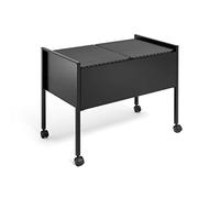 Durable Economy Suspension File Trolley 100 Duo A4, Black, Made from Steel | Scratch-Resistant Filing Cart, Holds 100 A4 Files in 2 Sections of 50, Mobile with 4 Wheels and 2 Brakes, Made in Poland