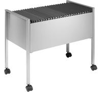 Durable Economy Suspension File Trolley 80 A4, Silver, Made from Steel | Scratch-Resistant Filing Cart, Holds 80 A4 Suspension Files, Mobile with 4 Wheels and 2 Brakes, Made in Poland