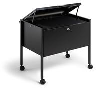 Durable Economy Suspension File Trolley Plus 80 A4, Black, Made from Steel | Lockable Filing Cart with Closing Lid, Holds 80 A4 Suspension Files, Mobile with 4 Wheels and 2 Brakes, Made in Poland