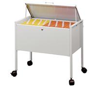 Durable Economy Suspension File Trolley Plus 80 A4, Grey, Made from Steel | Lockable Filing Cart with Closing Lid, Holds 80 A4 Suspension Files, Mobile with 4 Wheels and 2 Brakes, Made in Poland
