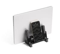 Durable Effect Vertical Laptop Stand, Felt Desktop Laptop Holder, Grey | Stylish Desktop Laptop Stand with Phone and Tablet Tray, PET Felt, Better for Air Circulation, Modern Design