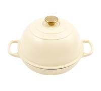 Durable Enamelled Cast Iron Pot with Dome Lid Retains Moisture for Baking No Knead Bread and Braising Short Ribs