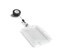Durable Enclosed 2 Card Badge Reel Security Pass ID Holders | 25 Pack | Clear
