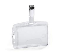 Durable Enclosed Card Security Pass Id Badge Holders With Clip - 25 Pack - Clear