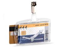Durable Enclosed DUO 2 Card Clip Security Pass ID Badge Holder | 25 Pack | Clear