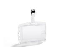 Durable Enclosed DUO 2 Card Clip Security Pass ID Badge Holder | 25 Pack | Clear
