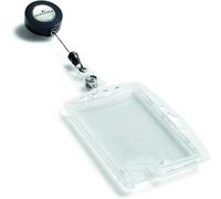 Durable Enclosed Duo Security Pass Holder 54x87mm with Badge Reel Holds 2 ID/Sec