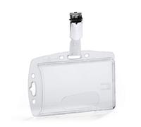 Durable Enclosed Card Security Pass ID Badge Holders with Clip, 25 Pack, Clear