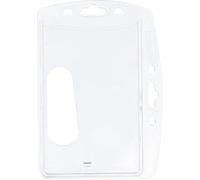 Durable Enclosed ID Pass Holder 54 x 85mm, Pack of 10, Transparent | Extra Strong Acrylic Badges with Euro Slot for Lanyards, Holds 1 ID Card or Name Badge, Thumb Slot on the Back